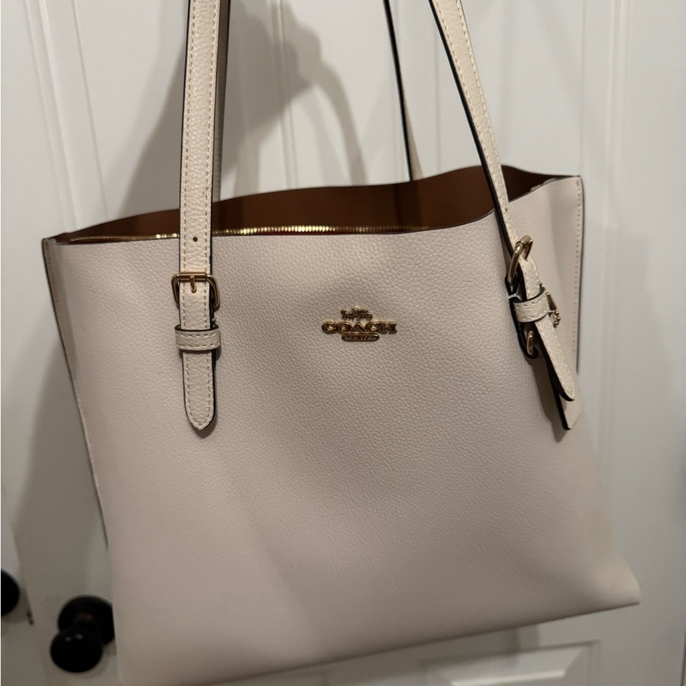 Coach Cream Leather Tote with Adjustable Straps